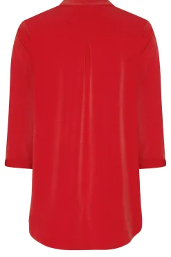 M&Co Womens M&Co Red Half Placket Blouse