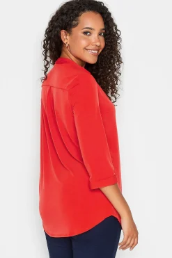 M&Co Womens M&Co Red Half Placket Jersey Shirt