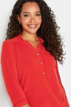 M&Co Womens M&Co Red Half Placket Jersey Shirt
