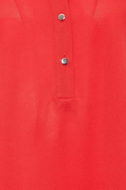 M&Co Womens M&Co Red Half Placket Jersey Shirt