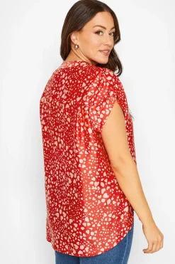 M&Co Womens M&Co Red Heart Print Shirt