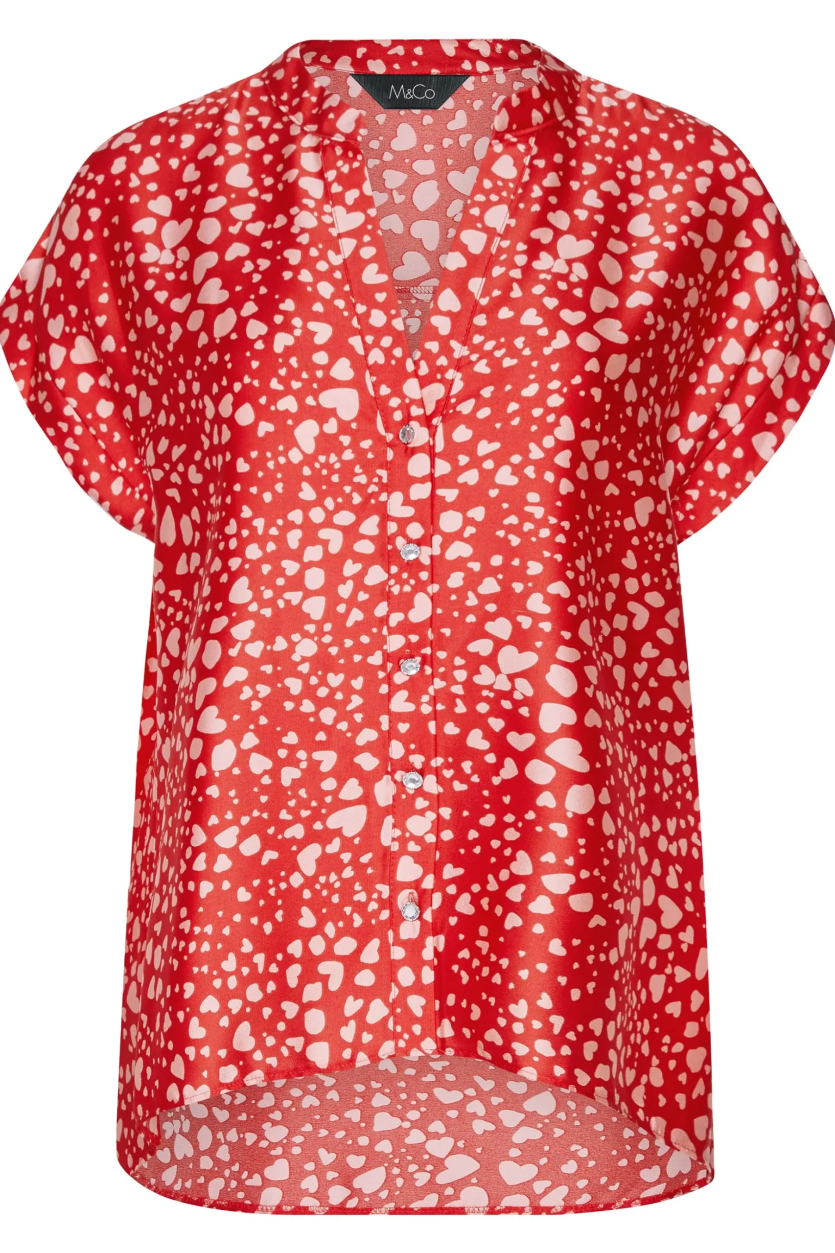 M&Co Womens M&Co Red Heart Print Shirt