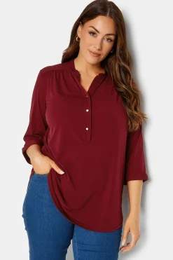 M&Co Womens M&Co Red Placket Jersey Shirt