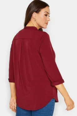 M&Co Womens M&Co Red Placket Jersey Shirt