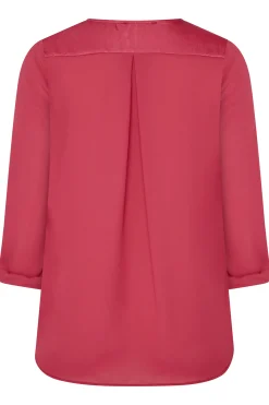 M&Co Womens M&Co Red Satin Contrast Panel Shirt