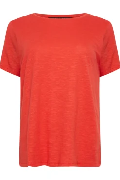 M&Co Womens M&Co Red Short Sleeve Cotton Blend T-Shirt