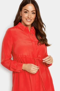M&Co Womens M&Co Red Tie Waist Tunic Shirt
