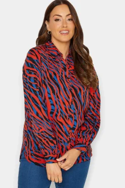 M&Co Womens M&Co Red Zebra Print Long Sleeve Shirt