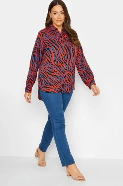 M&Co Womens M&Co Red Zebra Print Long Sleeve Shirt