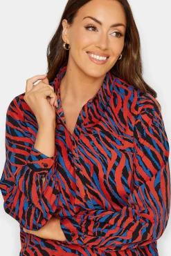 M&Co Womens M&Co Red Zebra Print Long Sleeve Shirt