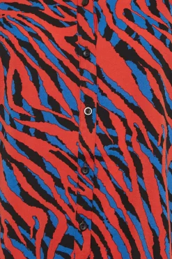 M&Co Womens M&Co Red Zebra Print Long Sleeve Shirt