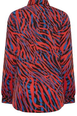 M&Co Womens M&Co Red Zebra Print Long Sleeve Shirt