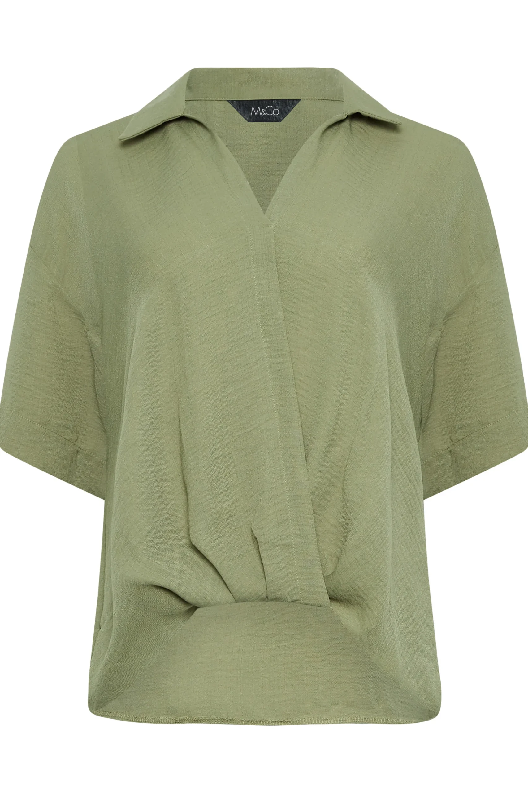 M&Co Womens M&Co Sage Green V-Neck Wrap Blouse