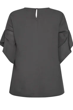 M&Co Womens M&Co Slate Grey Frill Sleeve Blouse