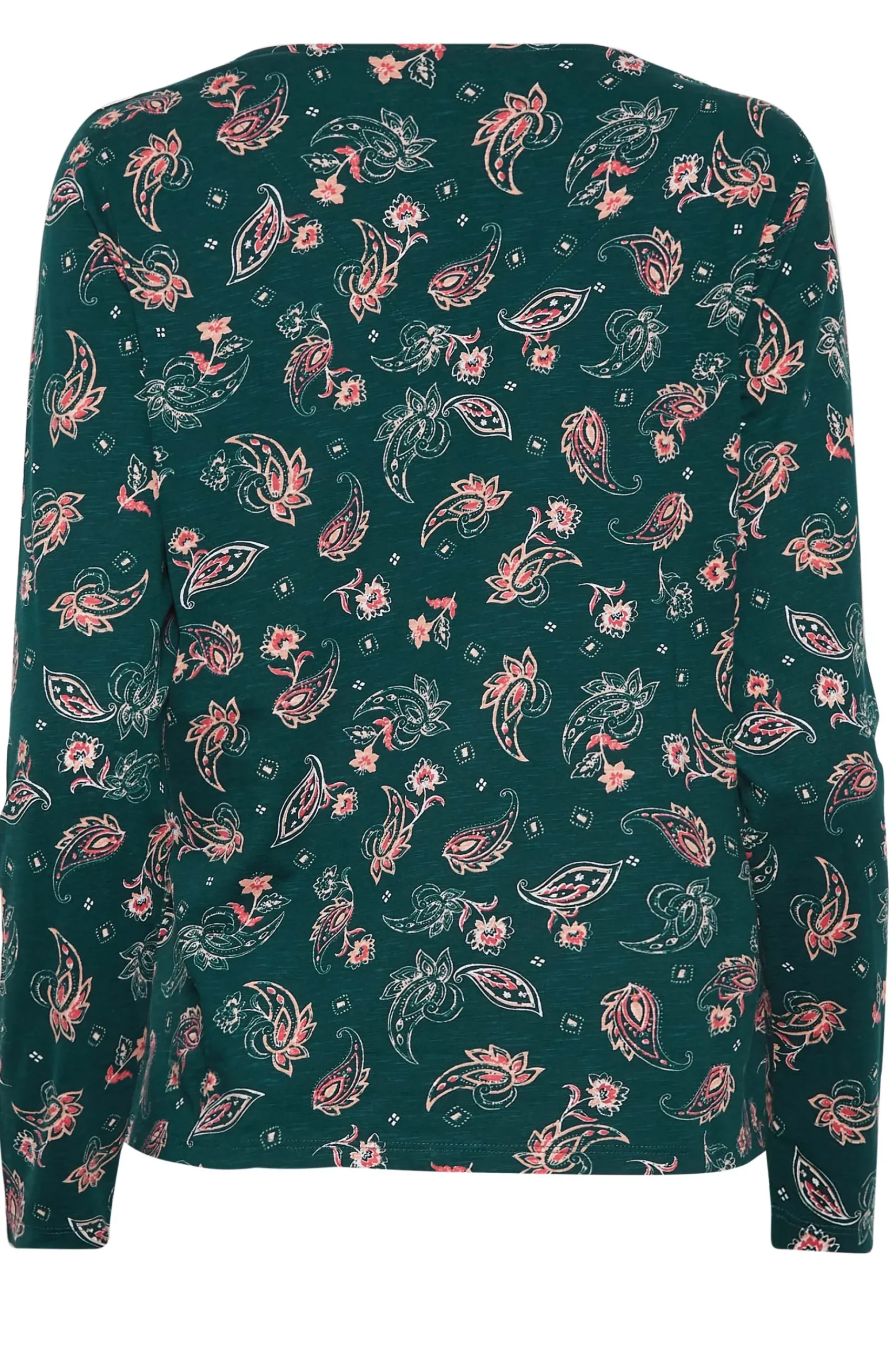 M&Co Womens M&Co Teal Green Paisley Print Notch Neck Cotton T-Shirt
