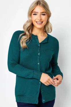 M&Co Womens M&Co Teal Green Ribbed Shoulder Cardigan