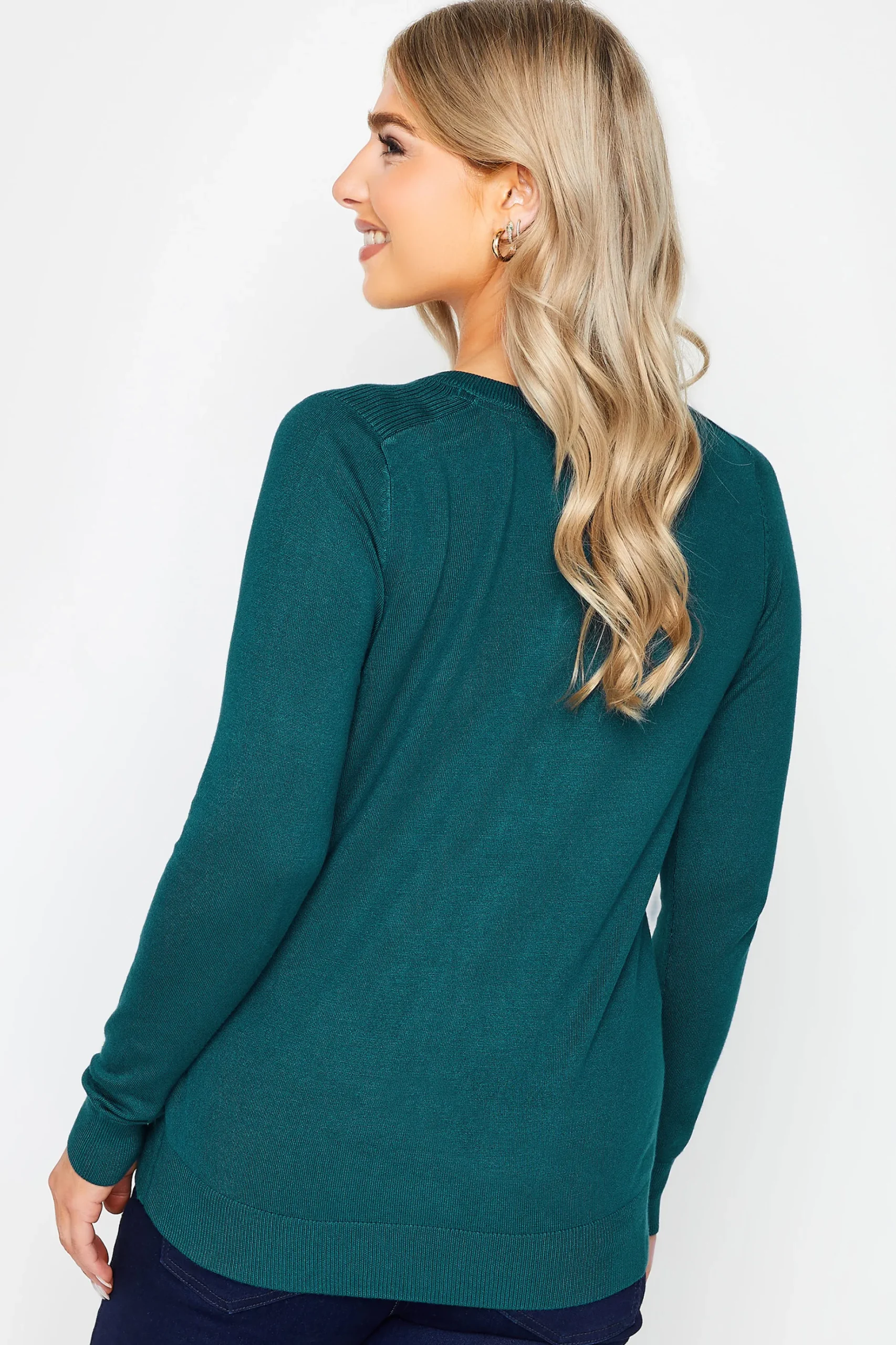 M&Co Womens M&Co Teal Green Ribbed Shoulder Cardigan