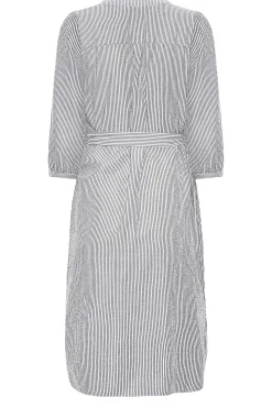M&Co Womens M&Co White & Grey Stripe Print Tie Waist Tunic Dress