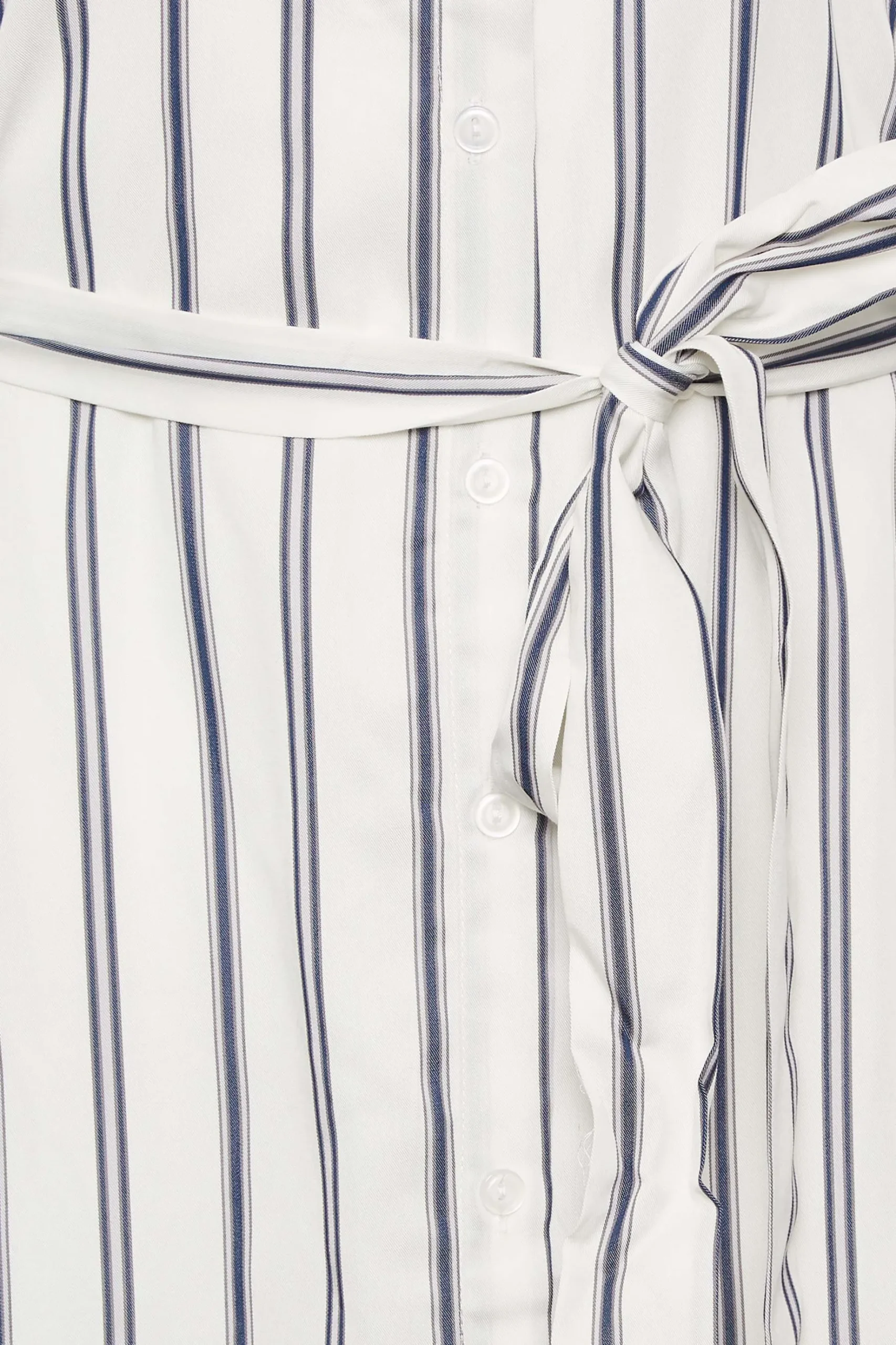 M&Co Womens M&Co White & Navy Blue Stripe Print Tie Waist Tunic Shirt Dress