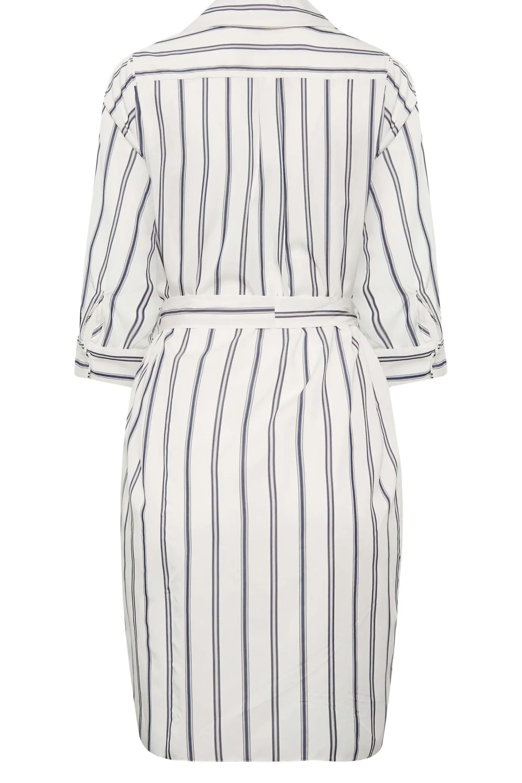 M&Co Womens M&Co White & Navy Blue Stripe Print Tie Waist Tunic Shirt Dress