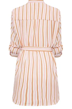 M&Co Womens M&Co White & Pink Stripe Tie Waist Blouse