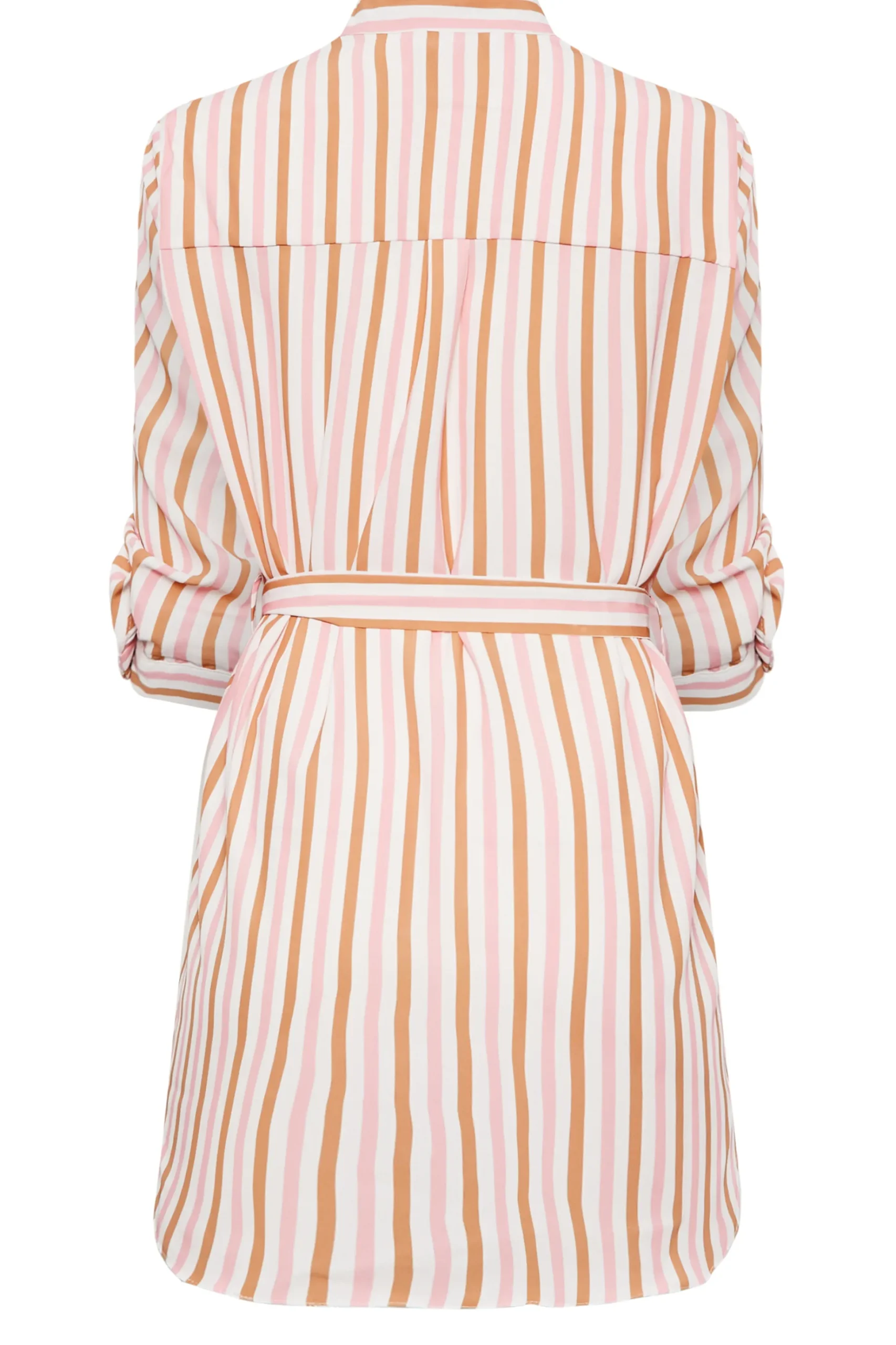 M&Co Womens M&Co White & Pink Stripe Tie Waist Blouse