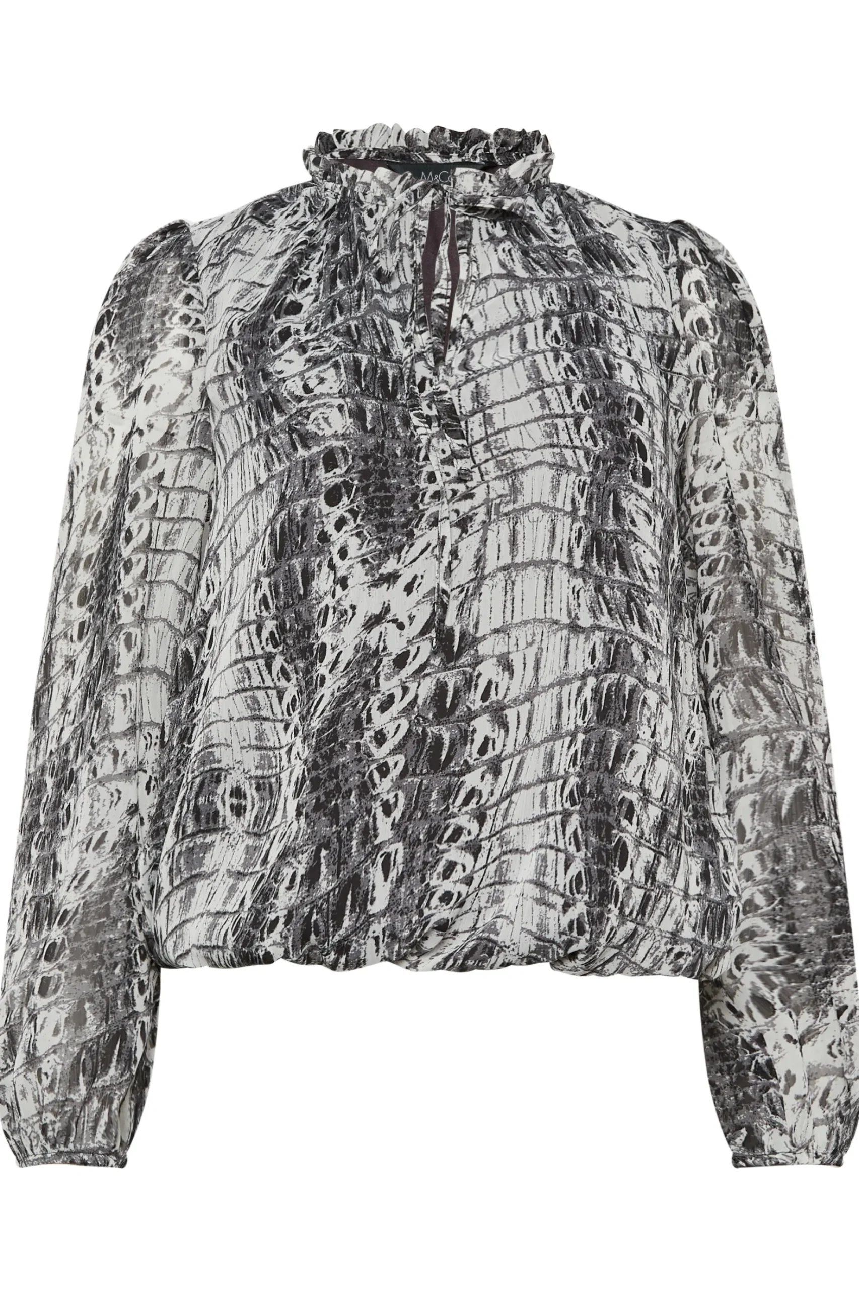 M&Co Womens M&Co White Abstract Print Tie Neck Blouse