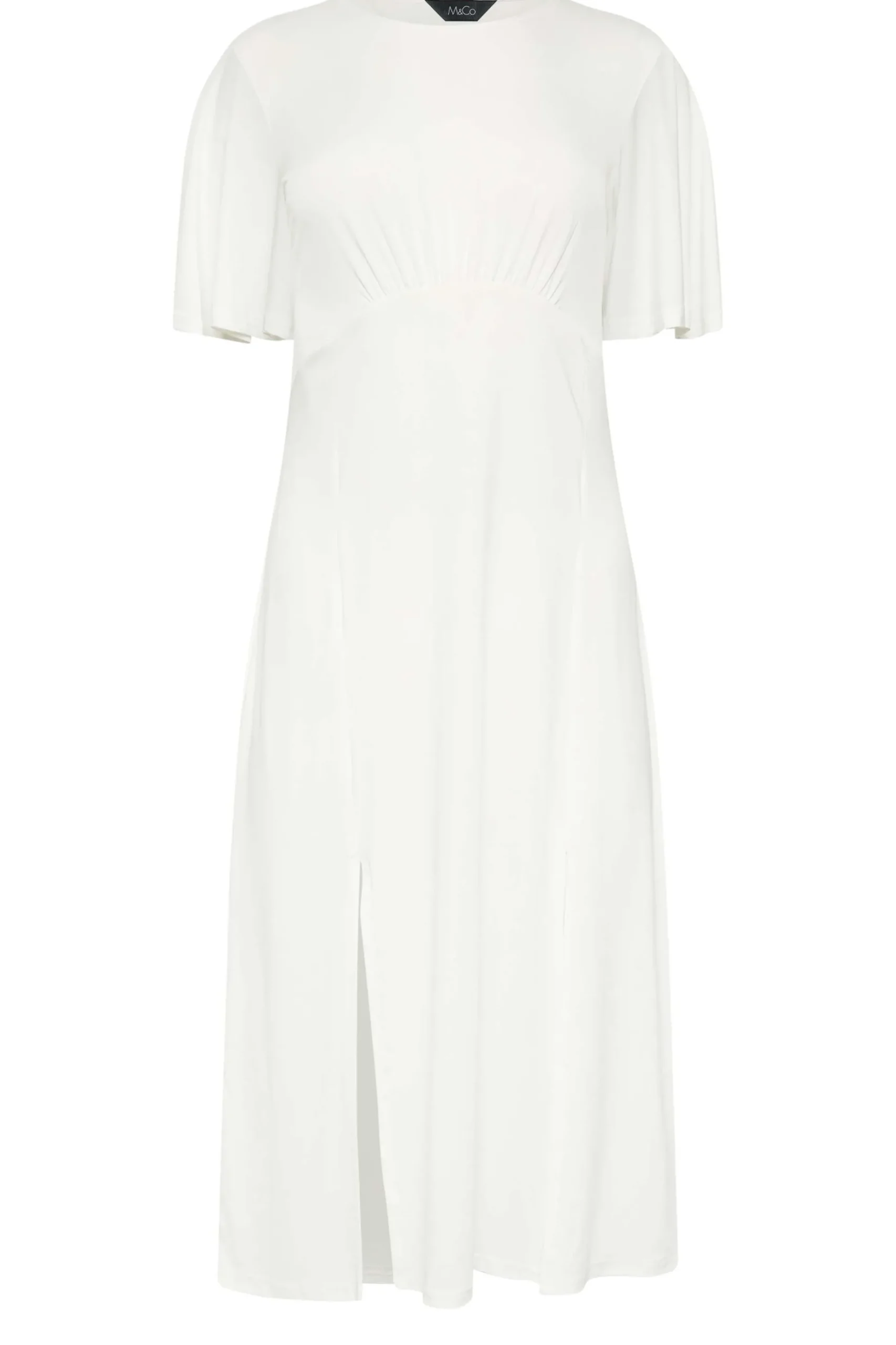 M&Co Womens M&Co White Angel Sleeve Split Hem Midi Dress