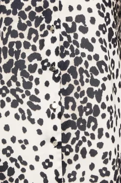 M&Co Womens M&Co White Animal Print Frill Sleeve Button Through Blouse