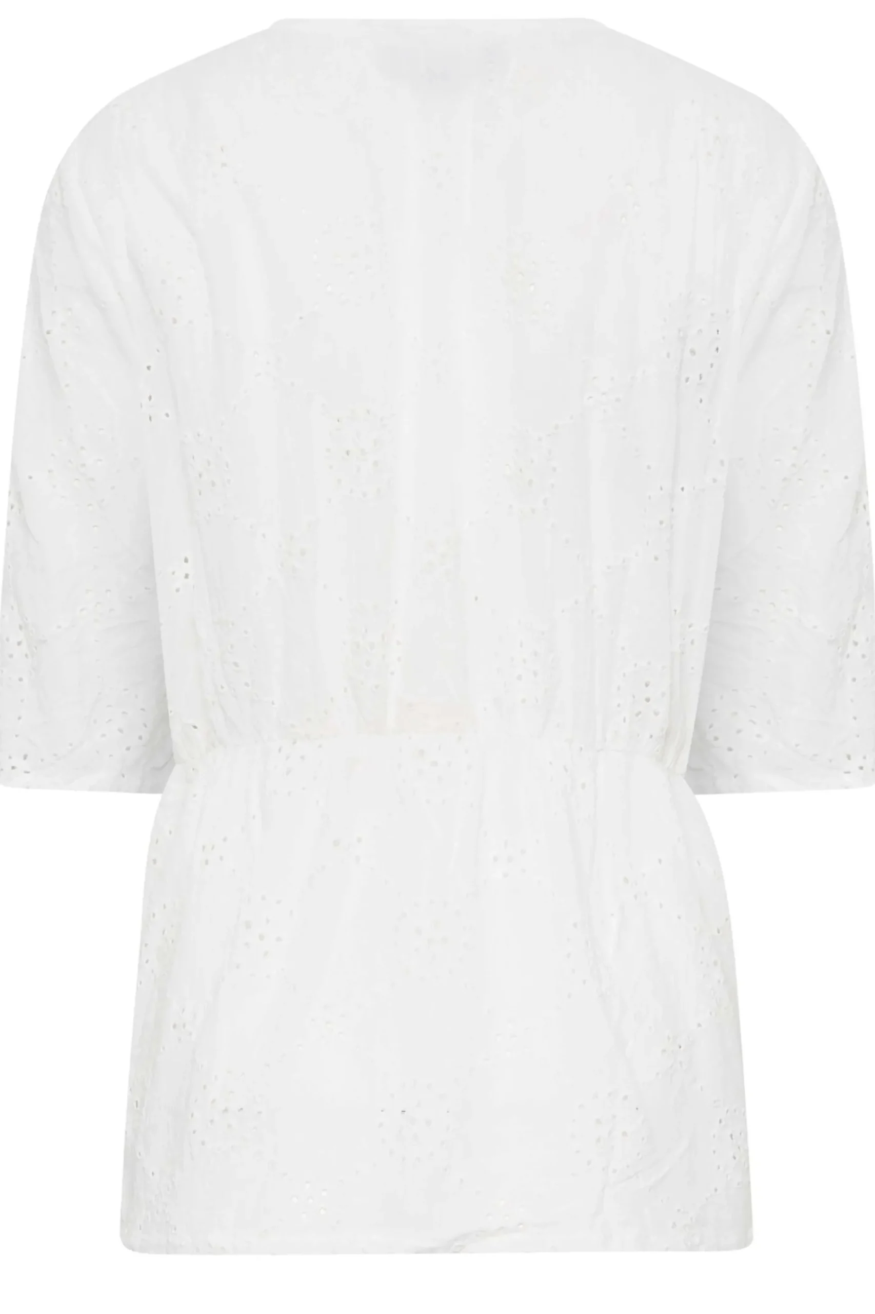 M&Co Womens M&Co White Broderie V-Neck Blouse