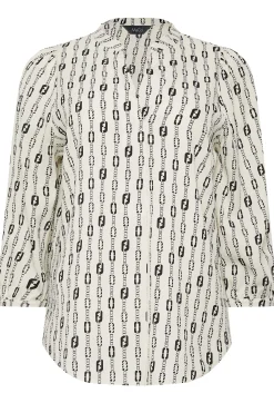 M&Co Womens M&Co White Chain Print V-Neck Blouse