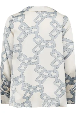 M&Co Womens M&Co White Chain Print Cowl Neck Satin Blouse