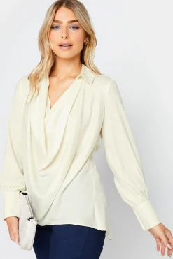 M&Co Womens M&Co White Cowl Neck Blouse