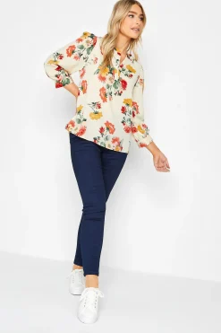M&Co Womens M&Co White Cream Floral Print Satin Blouse
