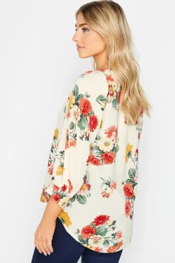 M&Co Womens M&Co White Cream Floral Print Satin Blouse