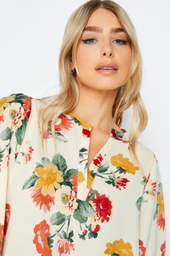 M&Co Womens M&Co White Cream Floral Print Satin Blouse