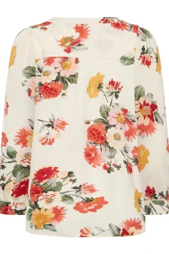 M&Co Womens M&Co White Cream Floral Print Satin Blouse