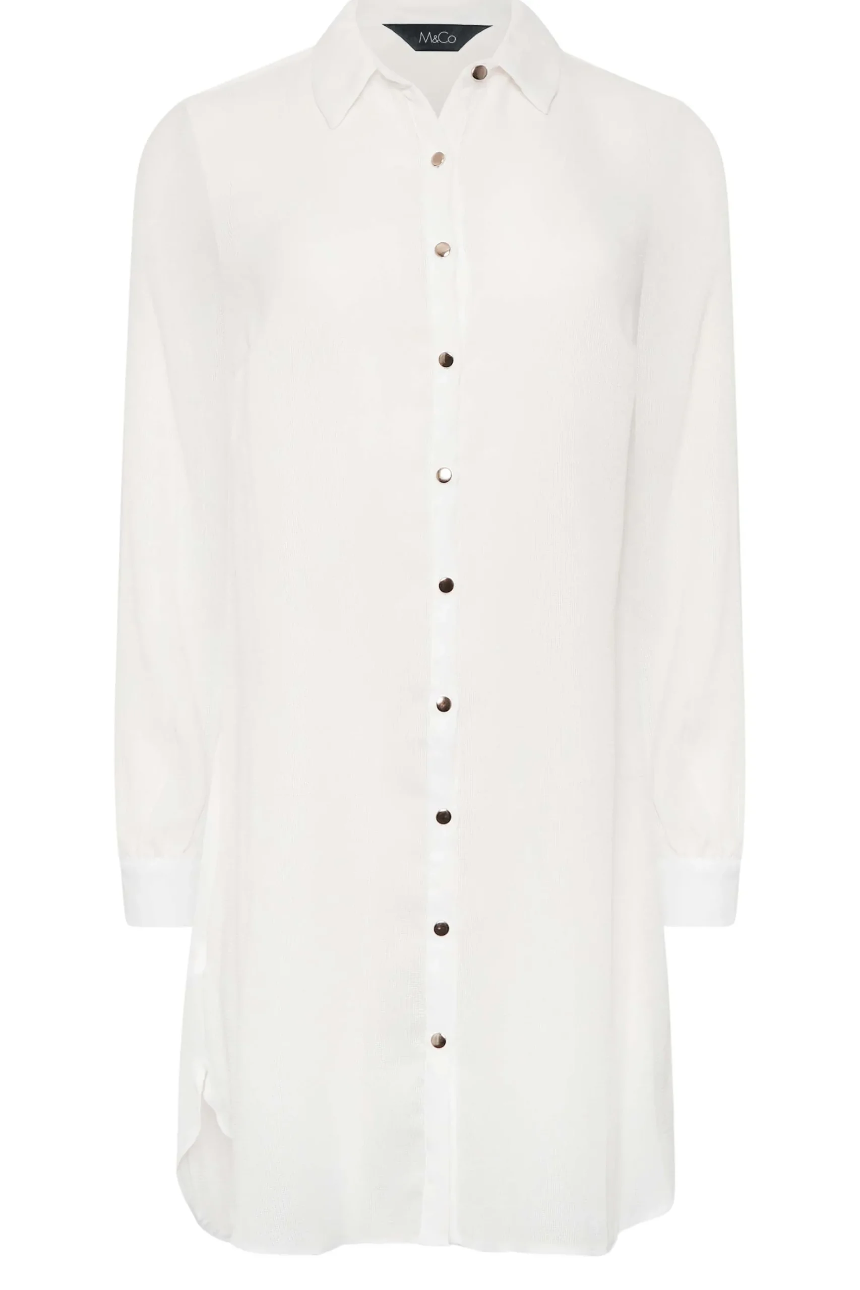M&Co Womens M&Co White Dipped Hem Shirt