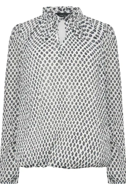 M&Co Womens M&Co White Ditsy Print Tie Neck Blouse