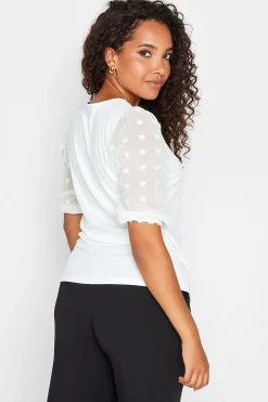 M&Co Womens M&Co White Dobby Sleeve Blouse
