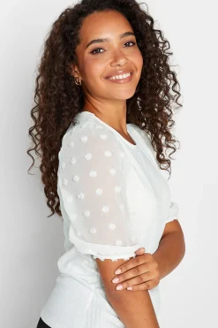 M&Co Womens M&Co White Dobby Sleeve Blouse