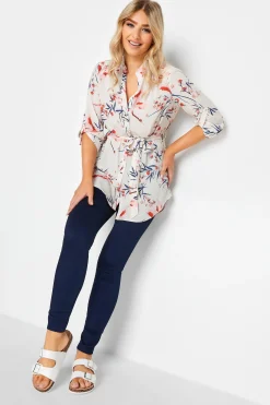 M&Co Womens M&Co White Floral Tie Waist Blouse