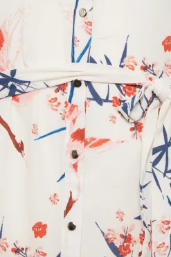 M&Co Womens M&Co White Floral Tie Waist Blouse