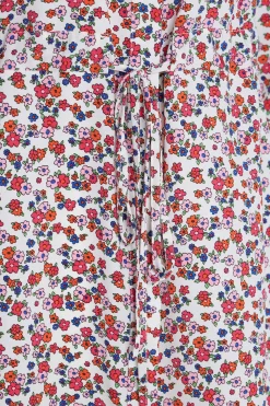 M&Co Womens M&Co White Floral Print Tie Waist Tunic Shirt