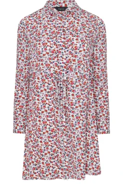 M&Co Womens M&Co White Floral Print Tie Waist Tunic Shirt