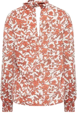 M&Co Womens M&Co White Floral Print High Neck Blouse
