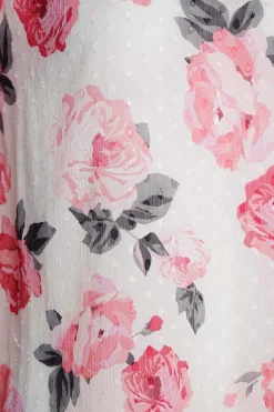 M&Co Womens M&Co White Floral Print Dobby Frill Sleeve Blouse