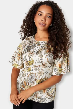 M&Co Womens M&Co White Floral Tie Back Blouse