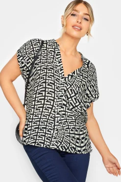 M&Co Womens M&Co White Geometric Print Short Sleeve Shirt