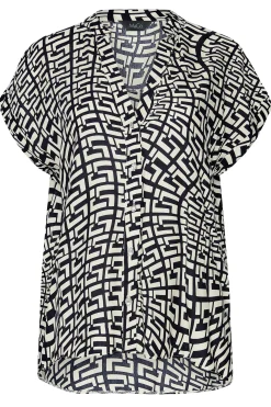 M&Co Womens M&Co White Geometric Print Short Sleeve Shirt